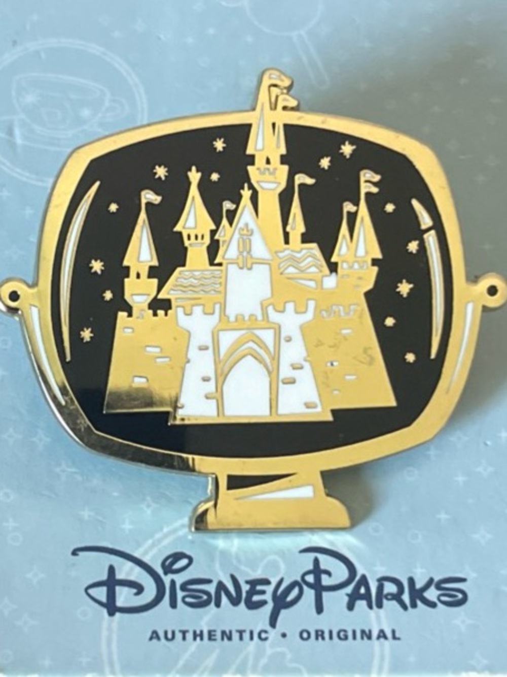 Disney Parks Disneyland D23 Gold Television Set Castle Pin